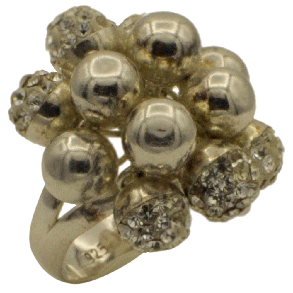 BAGUE VINTAGE BOULES EN ARGENT 925 ET PIERRES SEMI-PRÉCIEUSES - MY LITTLE VENDOME