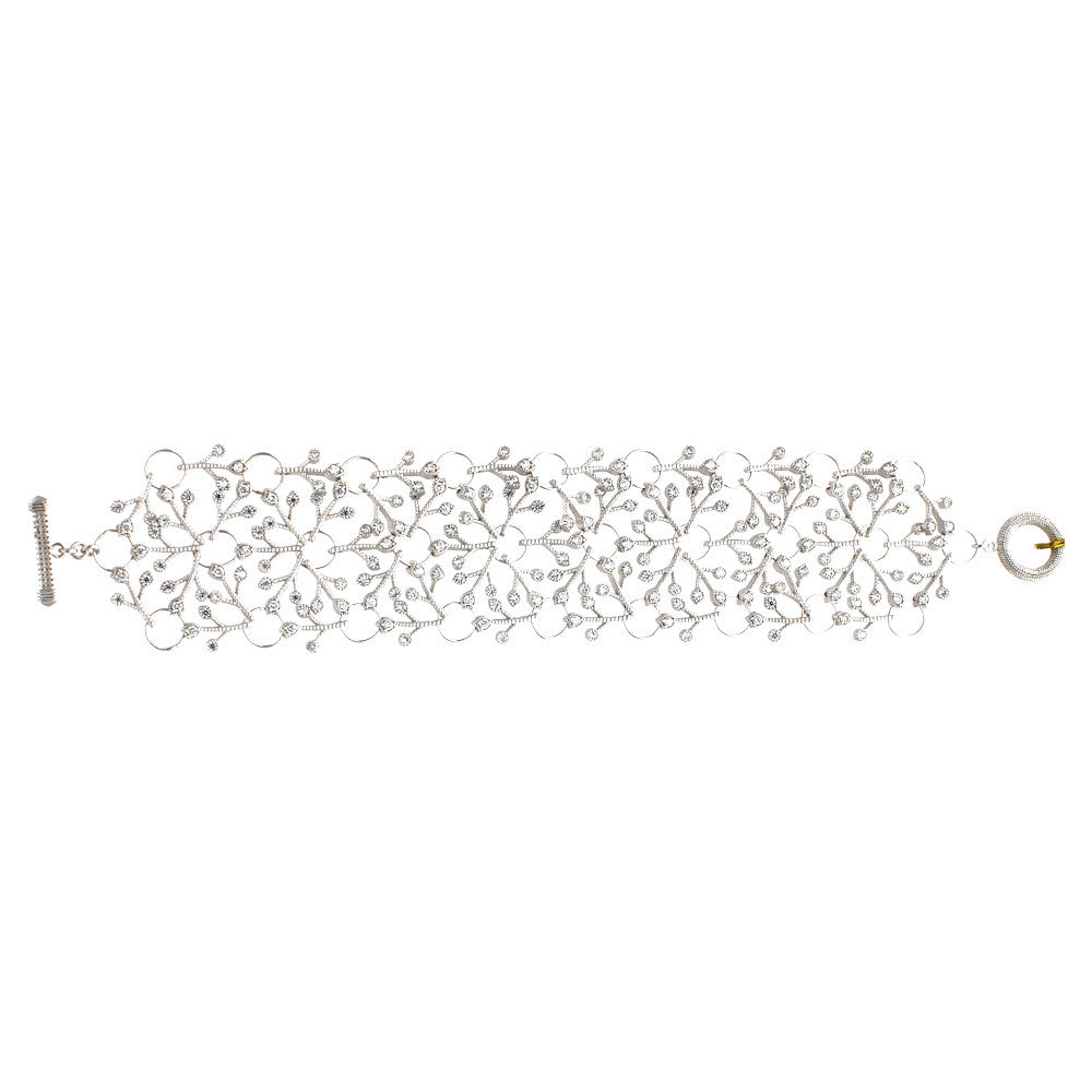 BRACELET CHAINE DENTELLE EN ARGENT 925 & CRISTAL NATUREL - MY LITTLE VENDOME