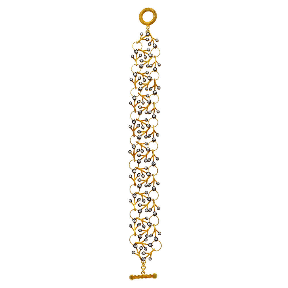 BRACELET CHAINE DENTELLE VERMEIL OR JAUNE & CRISTAL NATUREL - MY LITTLE VENDOME