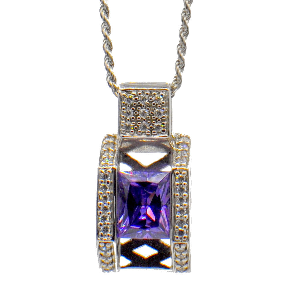 COLLIER PENDENTIF VINTAGE AMÉTHYSTE EN ARGENT 925 ET PIERRES SEMI-PRÉCIEUSES - MY LITTLE VENDOME