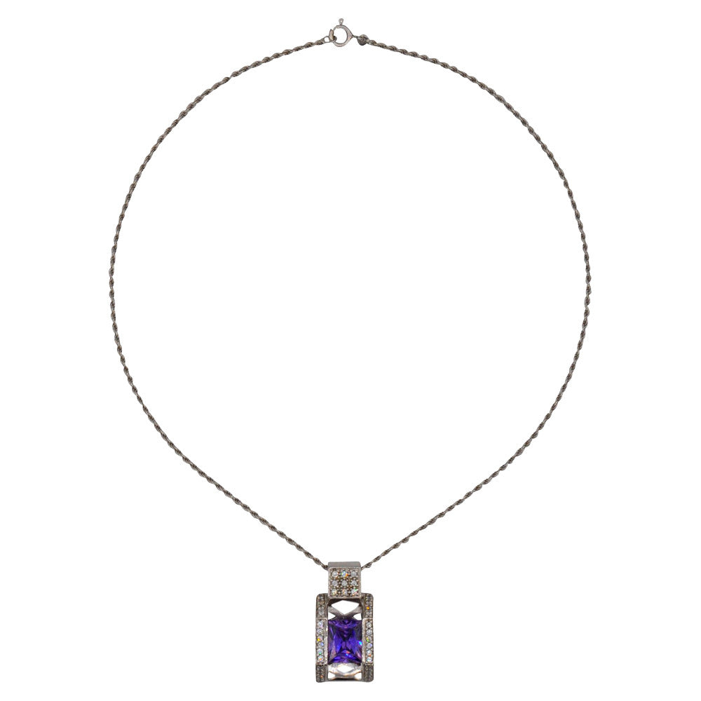 COLLIER PENDENTIF VINTAGE AMÉTHYSTE EN ARGENT 925 ET PIERRES SEMI-PRÉCIEUSES - MY LITTLE VENDOME