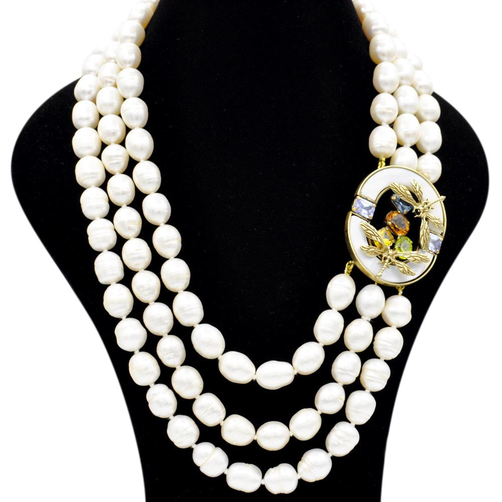 COLLIER DE PERLES NATURELLES  & PIERRES SEMI PRÉCIEUSES DE STYLE ART DÉCO - MY LITTLE VENDOME