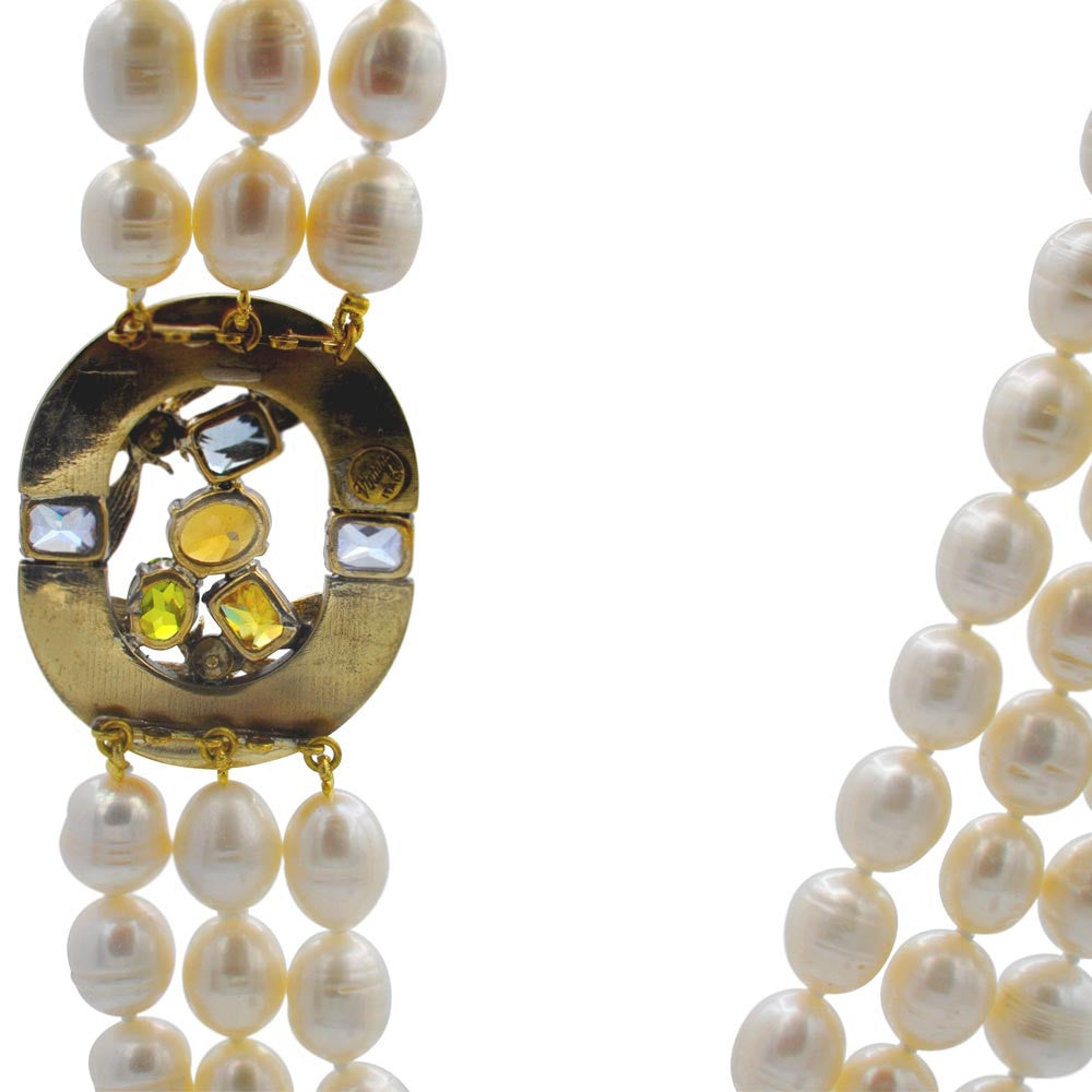 COLLIER DE PERLES NATURELLES  & PIERRES SEMI PRÉCIEUSES DE STYLE ART DÉCO - MY LITTLE VENDOME