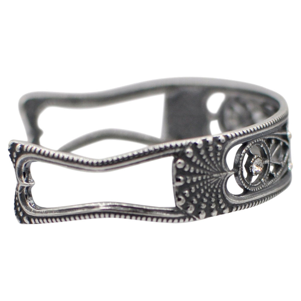 BRACELET JONC EN ARGENT ART DECO ET PIERRES SEMI PRÉCIEUSES - MY LITTLE VENDOME