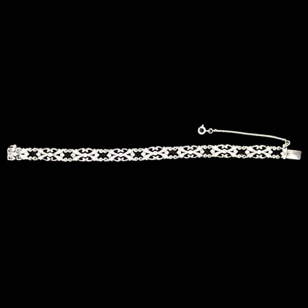 BRACELET CHAINE ART DÉCO EN ARGENT 925 ET PIERRES NATURELLES SEMI PRÉCIEUSES - MY LITTLE VENDOME