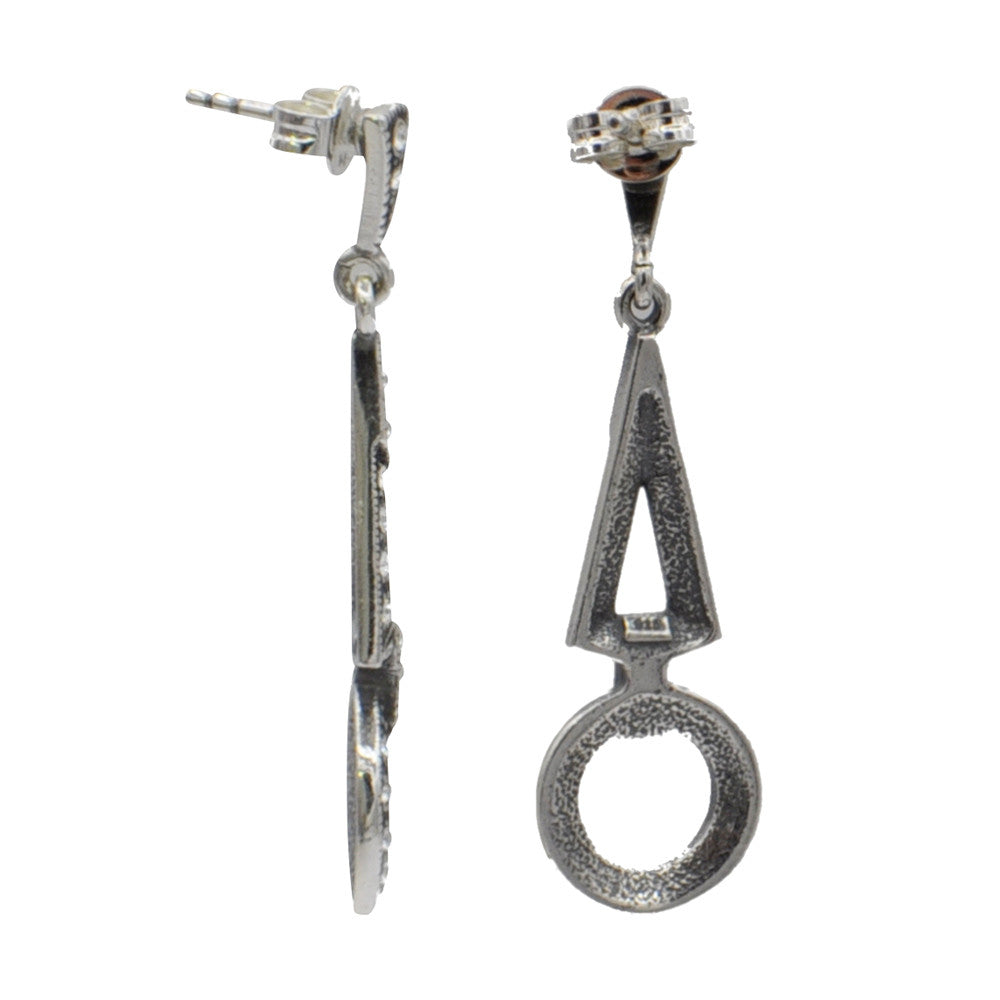 BOUCLE D'OREILLE GÉOMÉTRIQUE ART DÉCO EN ARGENT 925 ET PIERRES SEMI PRÉCIEUSES - MY LITTLE VENDOME