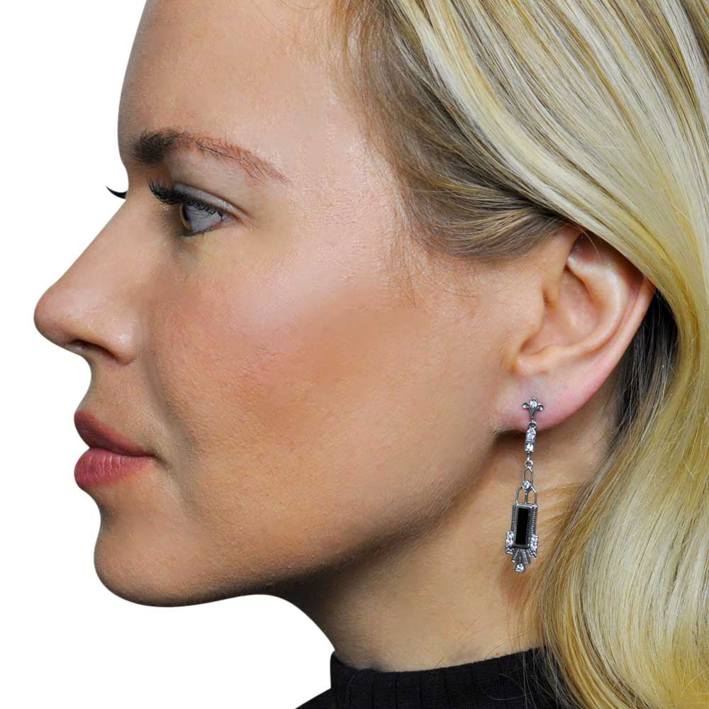 BOUCLE D'OREILLE  ART DÉCO EN ARGENT 925 ET PIERRES SEMI PRÉCIEUSES - MY LITTLE VENDOME