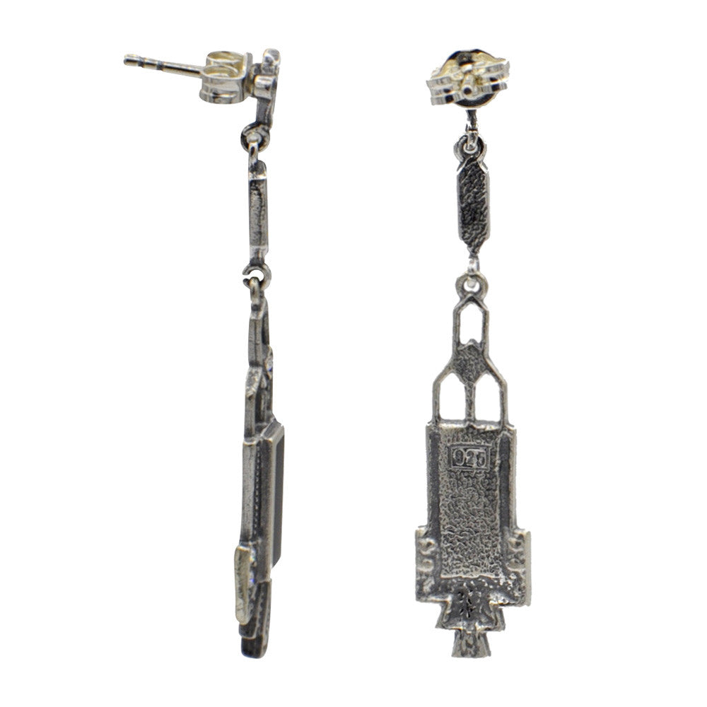 BOUCLE D'OREILLE  ART DÉCO EN ARGENT 925 ET PIERRES SEMI PRÉCIEUSES - MY LITTLE VENDOME