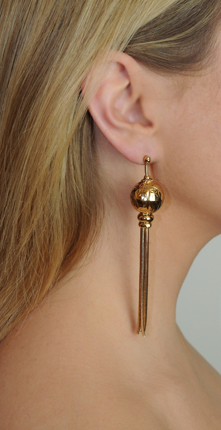 BOUCLES D'OREILLES POMPON, BOUCLE OREILLE ART DECO, BOUCLES D'OREILLES OR ROSE VENITIEN 14 CARATS, POMPOM - MY LITTLE VENDOME