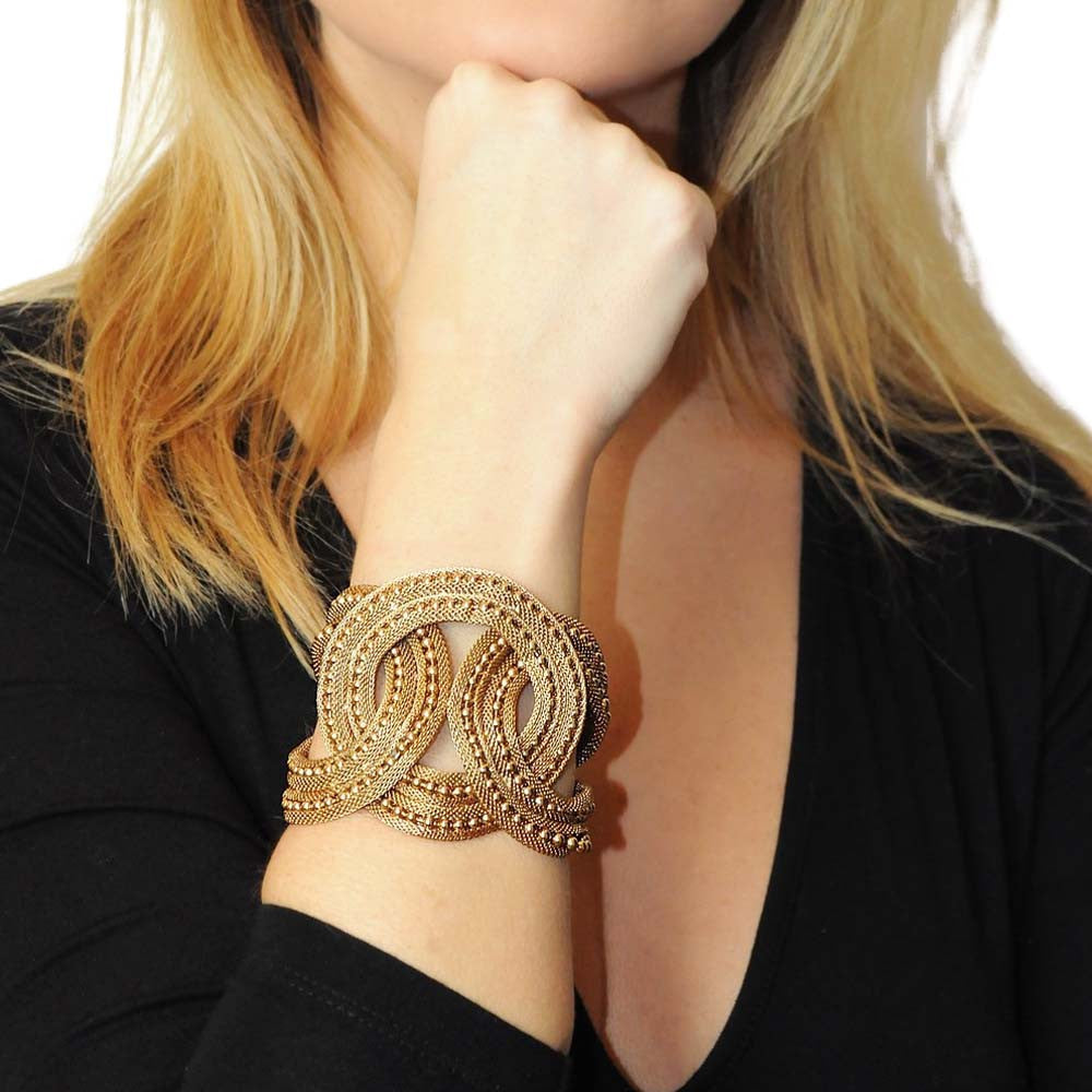 BRACELET MANCHETTE DOREE OR VENITIEN 14 CARATS - MY LITTLE VENDOME