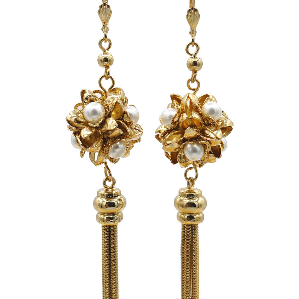 POMPOM ART NOUVEAU BOUCLES D'OREILLES POMPON BOUCLES D'OREILLES OR ROSE VENITIEN 14 CARATS - MY LITTLE VENDOME