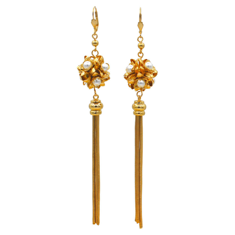 POMPOM ART NOUVEAU BOUCLES D'OREILLES POMPON BOUCLES D'OREILLES OR ROSE VENITIEN 14 CARATS - MY LITTLE VENDOME