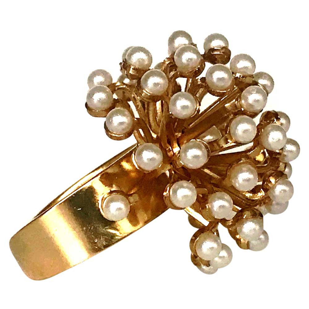 PERLE BAGUE FEMME BAGUE PERLE, BAGUE DOREE BAGUE OR ROSE VENITIEN 14 CARATS BAGUE BOHO BIJOU FLEUR BAGUE AJUSTABLE - MY LITTLE VENDOME