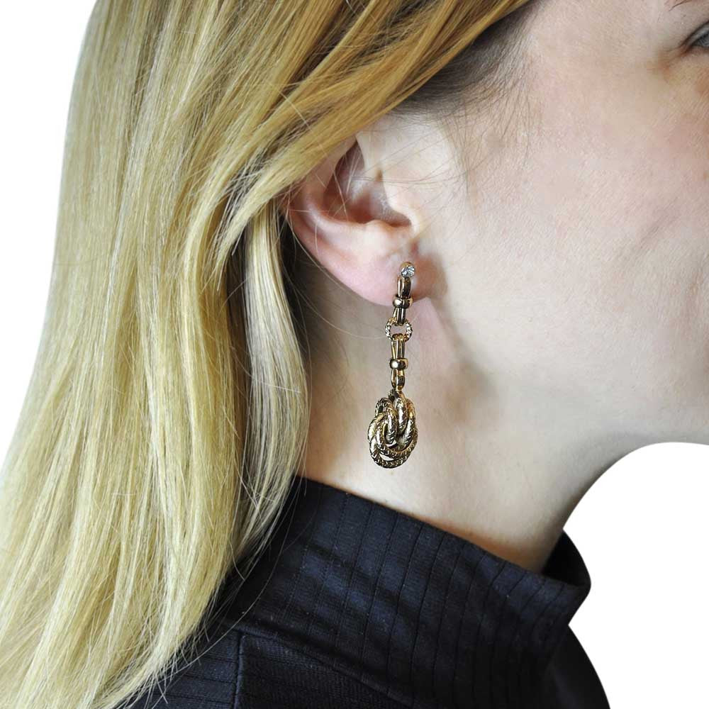 BOUCLES D'OREILLES POMPON, BOUCLE OREILLE ART DECO, BOUCLES D'OREILLES OR VENITIEN 14 CARATS, POMPOM - MY LITTLE VENDOME
