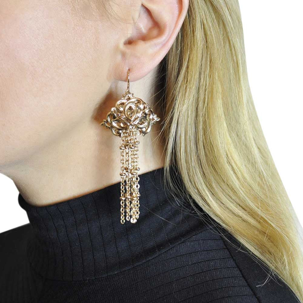 POMPOM ART DECO BOUCLES D'OREILLES POMPON BOUCLE OREILLE ART DECO, BOUCLES D'OREILLES OR ROSE VENITIEN 14 CARATS - MY LITTLE VENDOME
