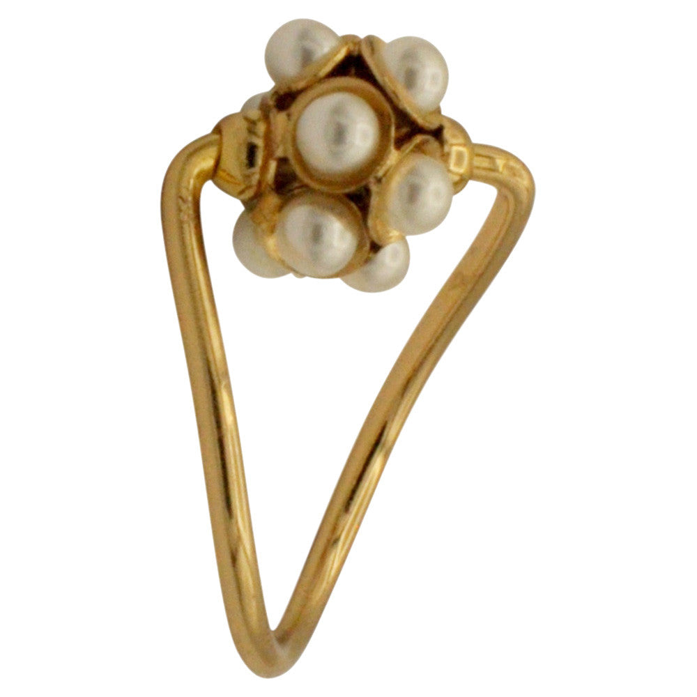 PERLE BAGUE FEMME BAGUE PERLE, BAGUE DOREE BAGUE OR ROSE VENITIEN 14 CARATS BAGUE BOHO BIJOU FLEUR - MY LITTLE VENDOME