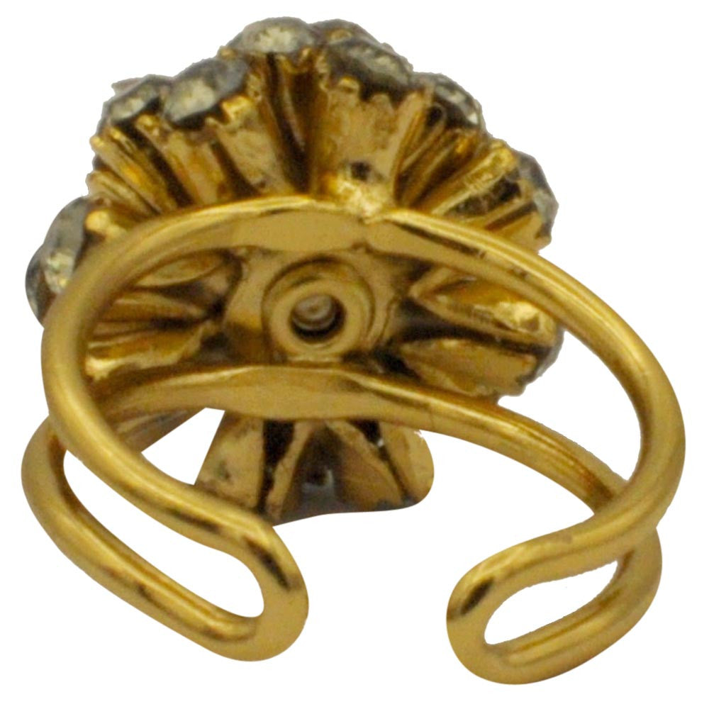 BAGUE DOREE & QUARTZ BAGUE PIERRE SEMI PRECIEUSE BAGUE FEMME BAGUE OR VENITIEN 14 CARATS BIJOU FLEUR BAGUE AJUSTABLE - MY LITTLE VENDOME
