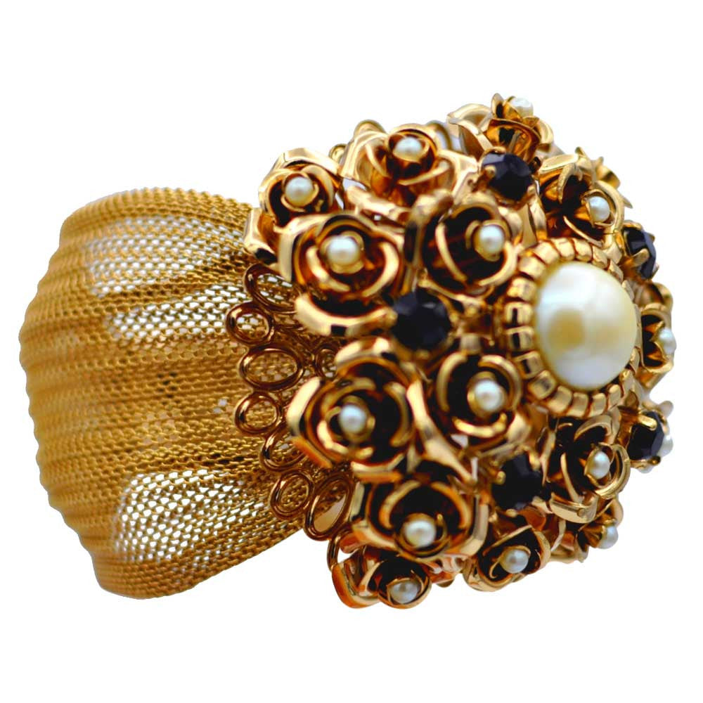 BRACELET MANCHETTE FLEUR EN OR VENITIEN 14 CARATS - MY LITTLE VENDOME