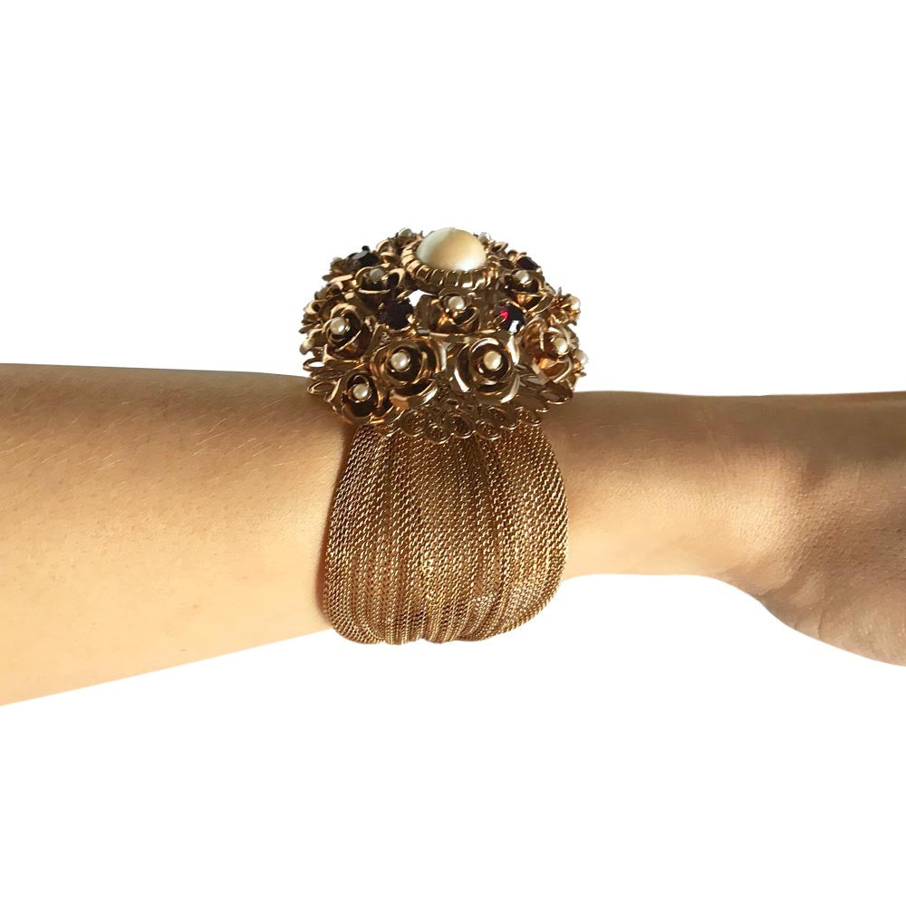 BRACELET MANCHETTE FLEUR EN OR VENITIEN 14 CARATS - MY LITTLE VENDOME