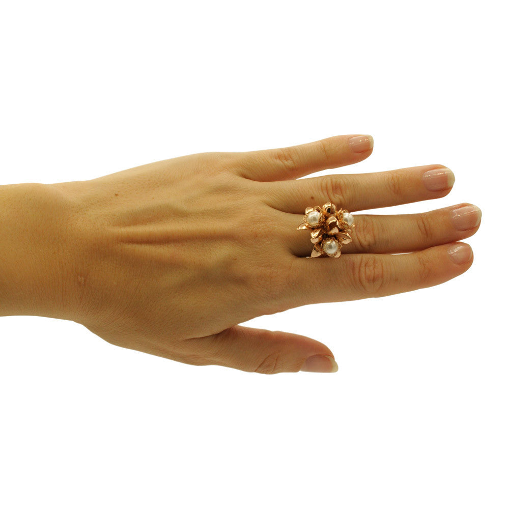 PERLE BAGUE FEMME BAGUE PERLE BAGUE DOREE BAGUE OR ROSE VENITIEN 14 CARATS BAGUE BOHO BIJOU FLEUR BAGUE AJUSTABLE - MY LITTLE VENDOME