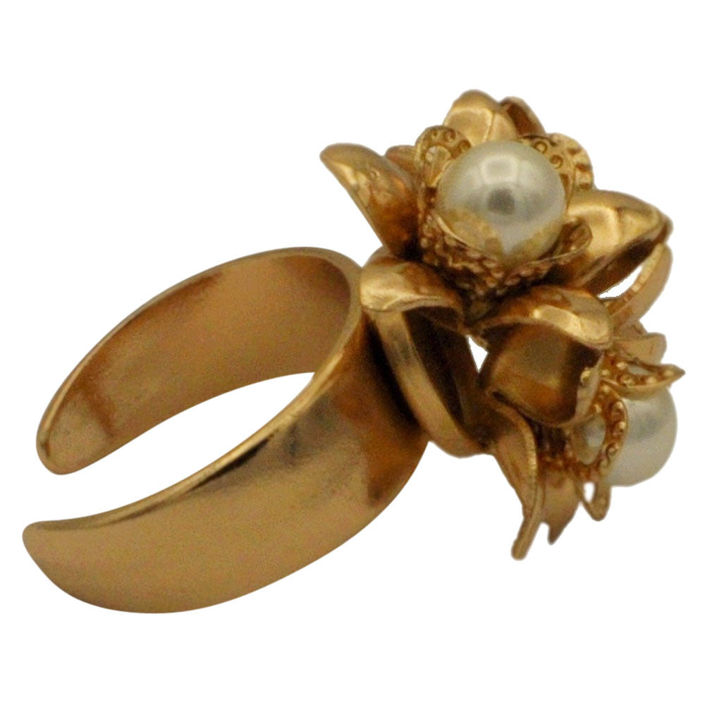 PERLE BAGUE FEMME BAGUE PERLE BAGUE DOREE BAGUE OR ROSE VENITIEN 14 CARATS BAGUE BOHO BIJOU FLEUR BAGUE AJUSTABLE - MY LITTLE VENDOME