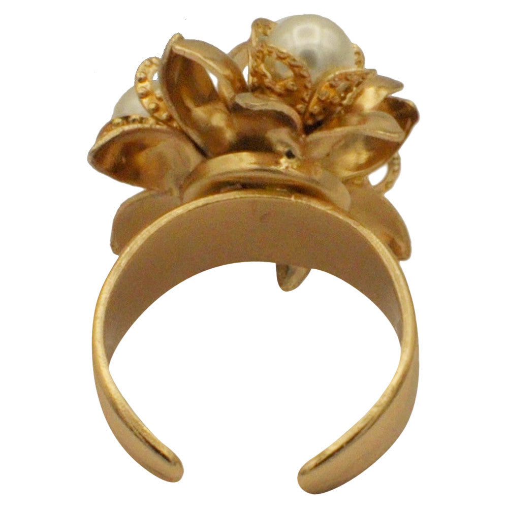 PERLE BAGUE FEMME BAGUE PERLE BAGUE DOREE BAGUE OR ROSE VENITIEN 14 CARATS BAGUE BOHO BIJOU FLEUR BAGUE AJUSTABLE - MY LITTLE VENDOME