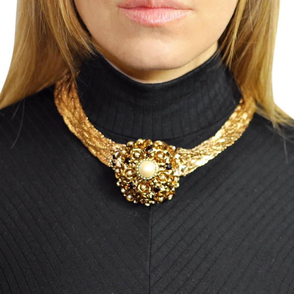 COLLIER PIERRE GRENAT COLLIER PIERRE SEMI PRECIEUSE FLEUR COLLIER PLASTRON COLLIER ART NOUVEAU COLLIER FEMME - MY LITTLE VENDOME