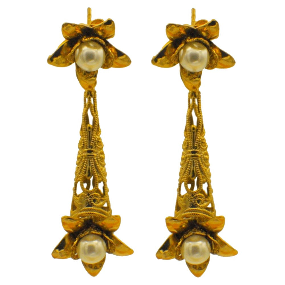 PERLE & FLEUR BOUCLES D'OREILLES FLEUR, BOUCLES D'OREILLES PERLE, BOUCLES D'OREILLES OR ROSE VENITIEN 14 CARATS - MY LITTLE VENDOME