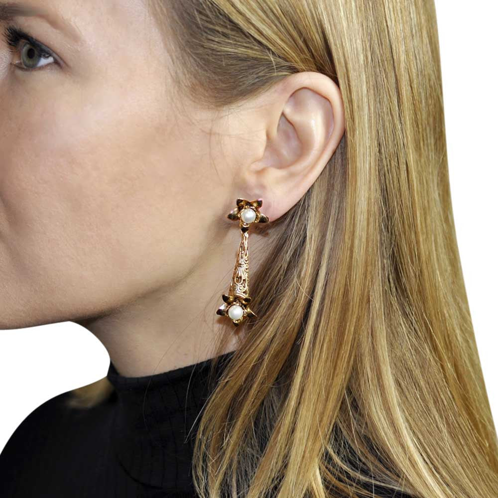 PERLE & FLEUR BOUCLES D'OREILLES FLEUR, BOUCLES D'OREILLES PERLE, BOUCLES D'OREILLES OR ROSE VENITIEN 14 CARATS - MY LITTLE VENDOME