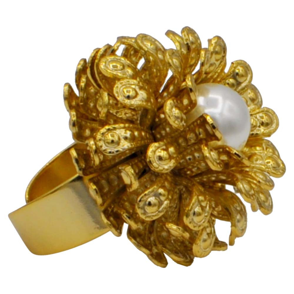 PERLE BAGUE FEMME BAGUE PERLE BAGUE DOREE BAGUE OR ROSE VENITIEN 14 CARATS BAGUE BOHO BIJOU FLEUR BAGUE AJUSTABLE - MY LITTLE VENDOME