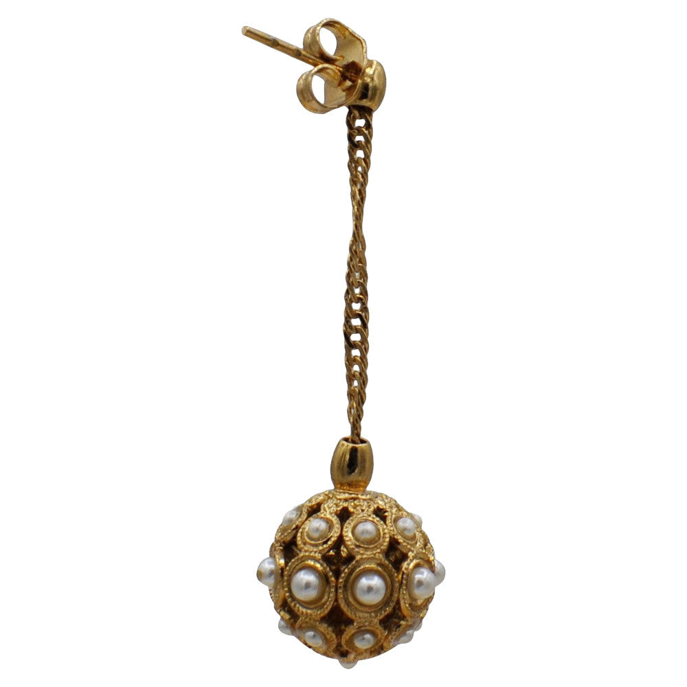 POMPOM & PERLE ART NOUVEAU BOUCLES D'OREILLES PERLE  BOUCLES D'OREILLES POMPON BOUCLES D'OREILLES OR ROSE VENITIEN 14 CARATS - MY LITTLE VENDOME