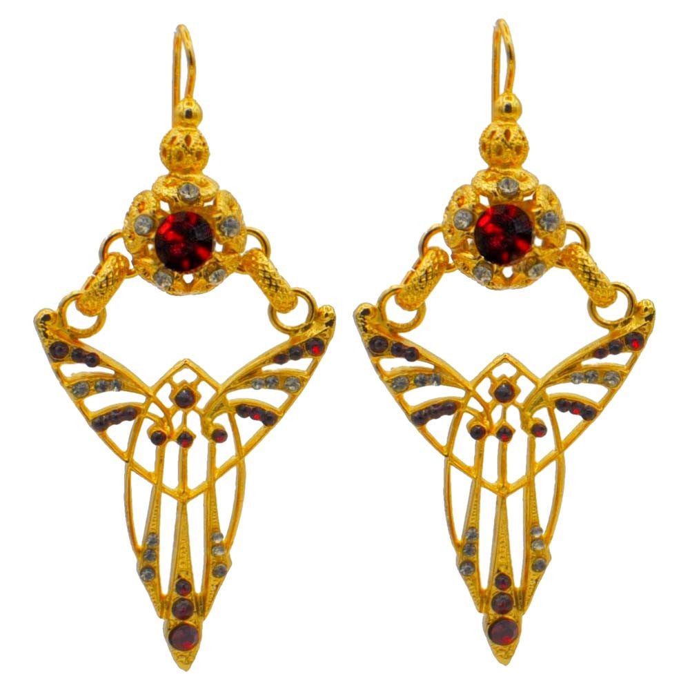 ART NOUVEAU GRENAT BOUCLES D'OREILLES GRENAT, BOUCLES D'OREILLES OR ROSE VENITIEN 14 CARATS, PIERRE SEMI PRECIEUSE - MY LITTLE VENDOME