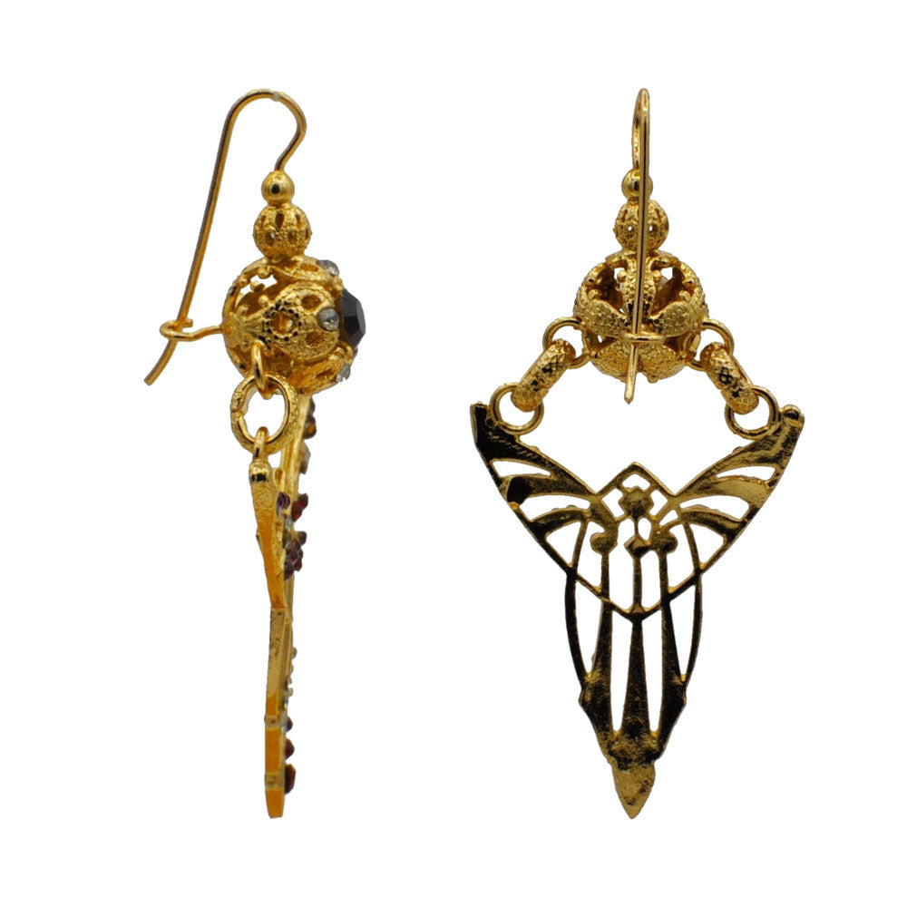 ART NOUVEAU GRENAT BOUCLES D'OREILLES GRENAT, BOUCLES D'OREILLES OR ROSE VENITIEN 14 CARATS, PIERRE SEMI PRECIEUSE - MY LITTLE VENDOME