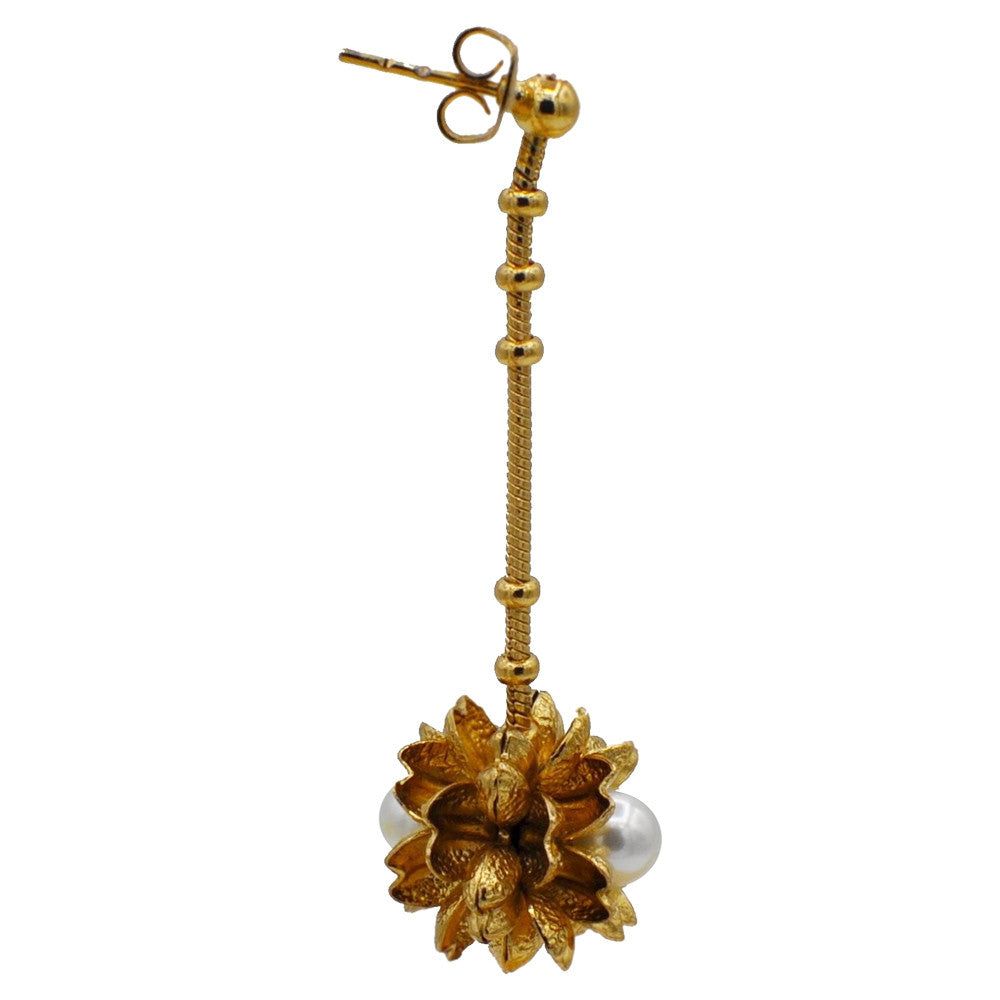 BOUCLES D'OREILLES POMPON, FLEUR, BOUCLES D'OREILLES PERLE, BOUCLES D'OREILLES PERLE OR ROSE VENITIEN 14 CARATS - MY LITTLE VENDOME