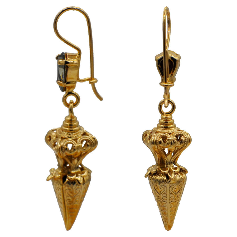 QUARTZ PIERRE SEMI PRECIEUSE BOUCLES D'OREILLES PIERRE BOUCLES D'OREILLES OR ROSE VENITIEN 14 CARATS - MY LITTLE VENDOME