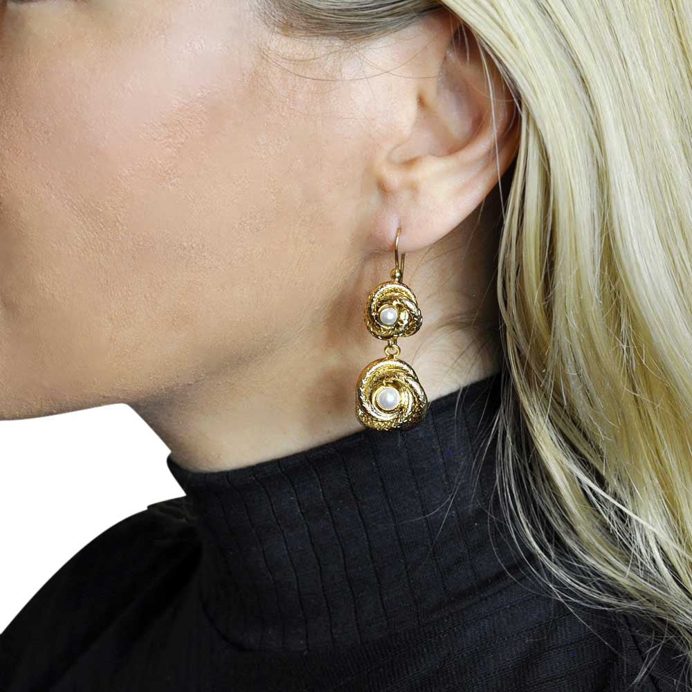 PERLE & FLEUR BOUCLES D'OREILLES DOREES, BOUCLES D'OREILLES PERLE, BOUCLES D'OREILLES OR ROSE VENITIEN 14 CARATS - MY LITTLE VENDOME