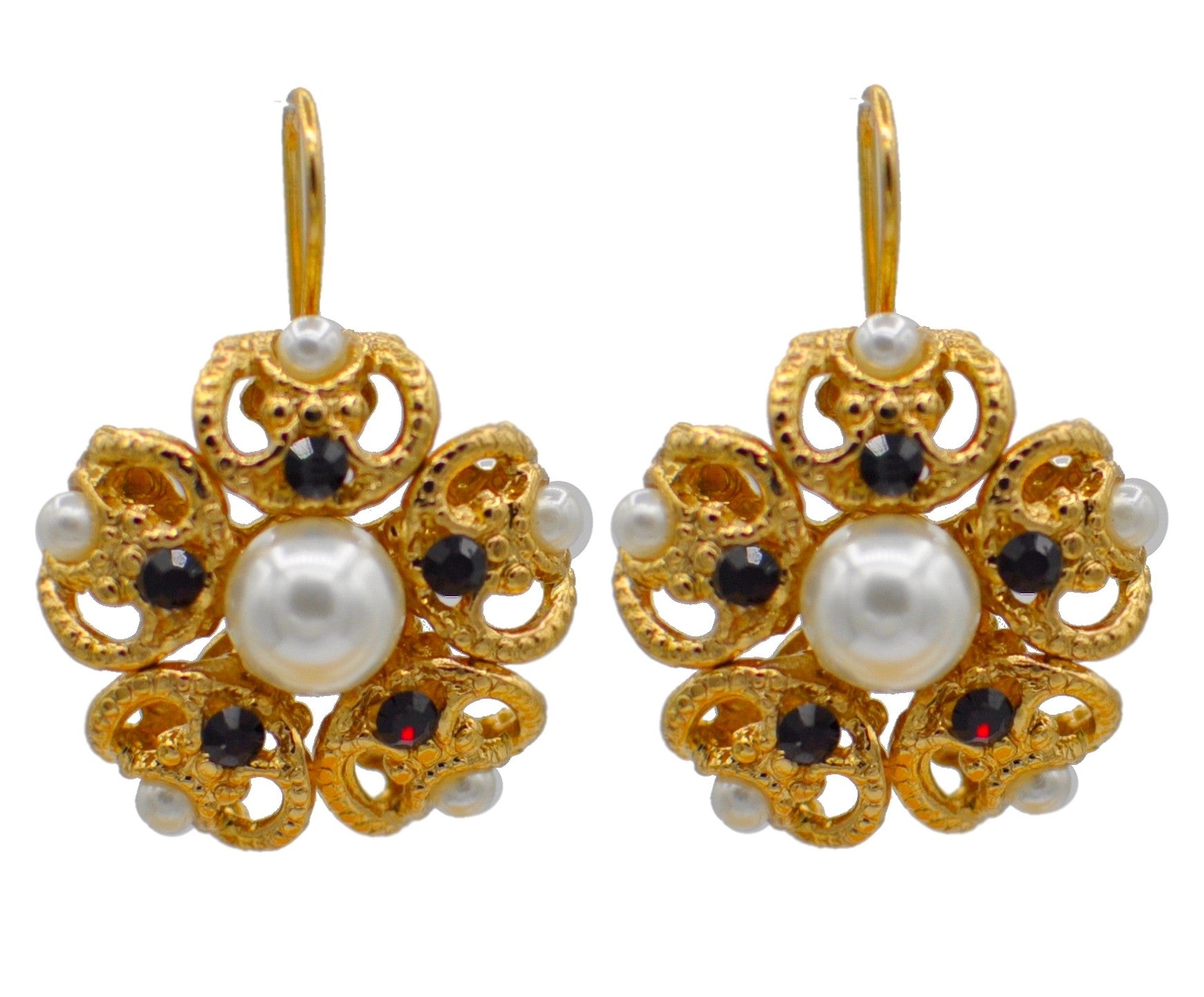 PERLE & FLEUR BOUCLES D'OREILLES OR ROSE VENITIEN 14 CARATS, PIERRE SEMI PRECIEUSE & QUARTZ - MY LITTLE VENDOME