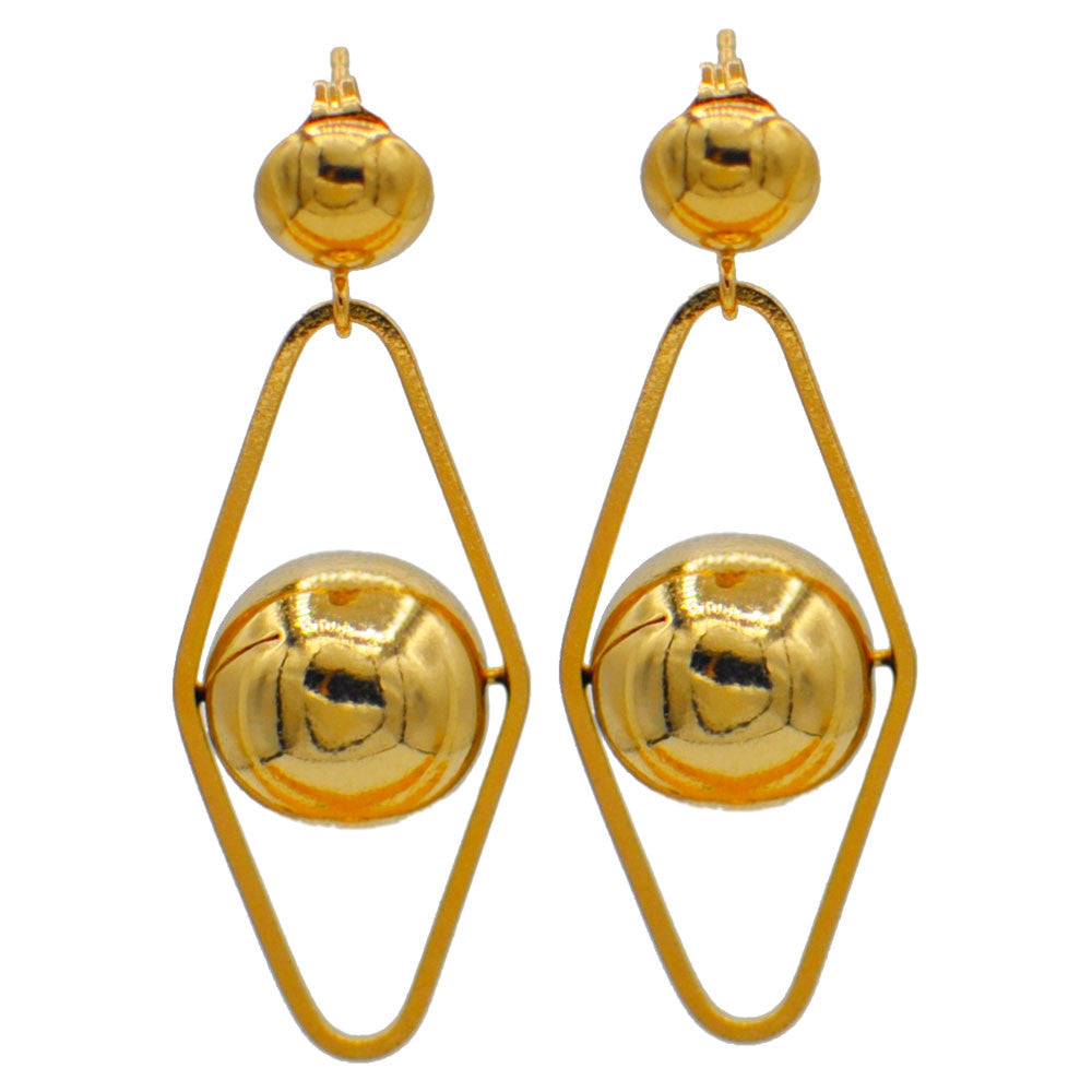 BIJOU GEOMETRIQUE BOULE BOUCLES D'OREILLES BOULE, BOUCLES D'OREILLES OR ROSE VENITIEN 14 CARATS - MY LITTLE VENDOME