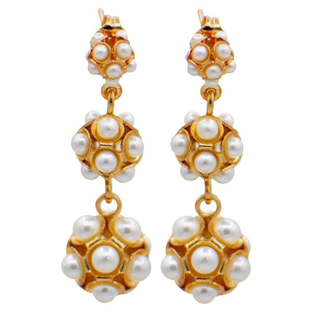 POMPON & PERLE BOUCLES D'OREILLES OR ROSE VENITIEN 14 CARATS, POMPOM - MY LITTLE VENDOME