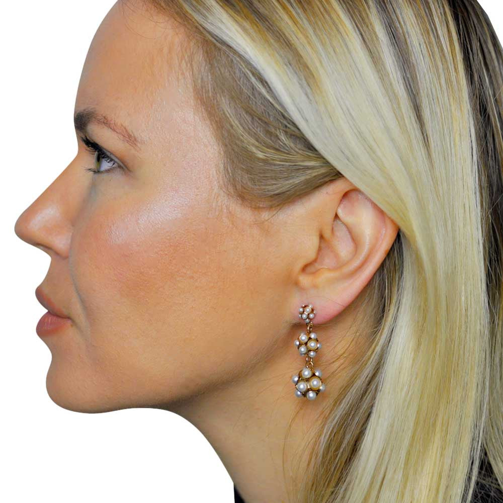 POMPON & PERLE BOUCLES D'OREILLES OR ROSE VENITIEN 14 CARATS, POMPOM - MY LITTLE VENDOME