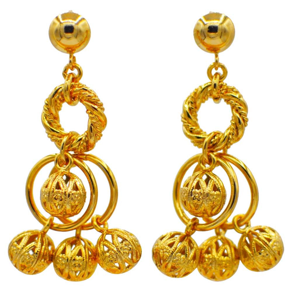 BOUCLES D'OREILLES POMPON, BOUCLE OREILLE ART DECO, BOUCLES D'OREILLES OR ROSE VENITIEN 14 CARATS, POMPOM - MY LITTLE VENDOME