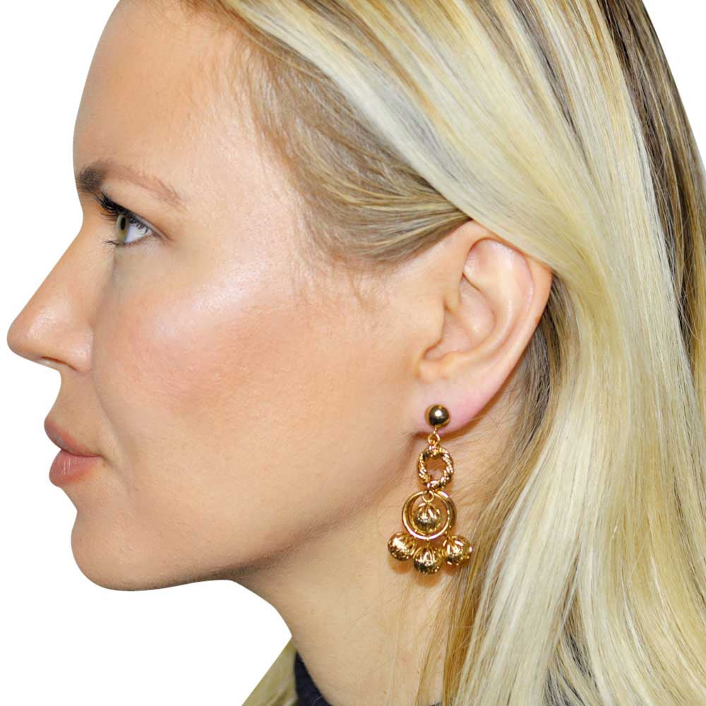 BOUCLES D'OREILLES POMPON, BOUCLE OREILLE ART DECO, BOUCLES D'OREILLES OR ROSE VENITIEN 14 CARATS, POMPOM - MY LITTLE VENDOME