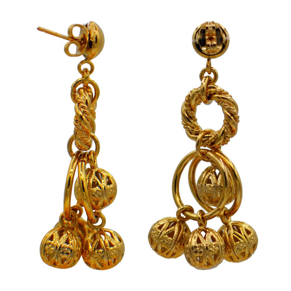 BOUCLES D'OREILLES POMPON, BOUCLE OREILLE ART DECO, BOUCLES D'OREILLES OR ROSE VENITIEN 14 CARATS, POMPOM - MY LITTLE VENDOME
