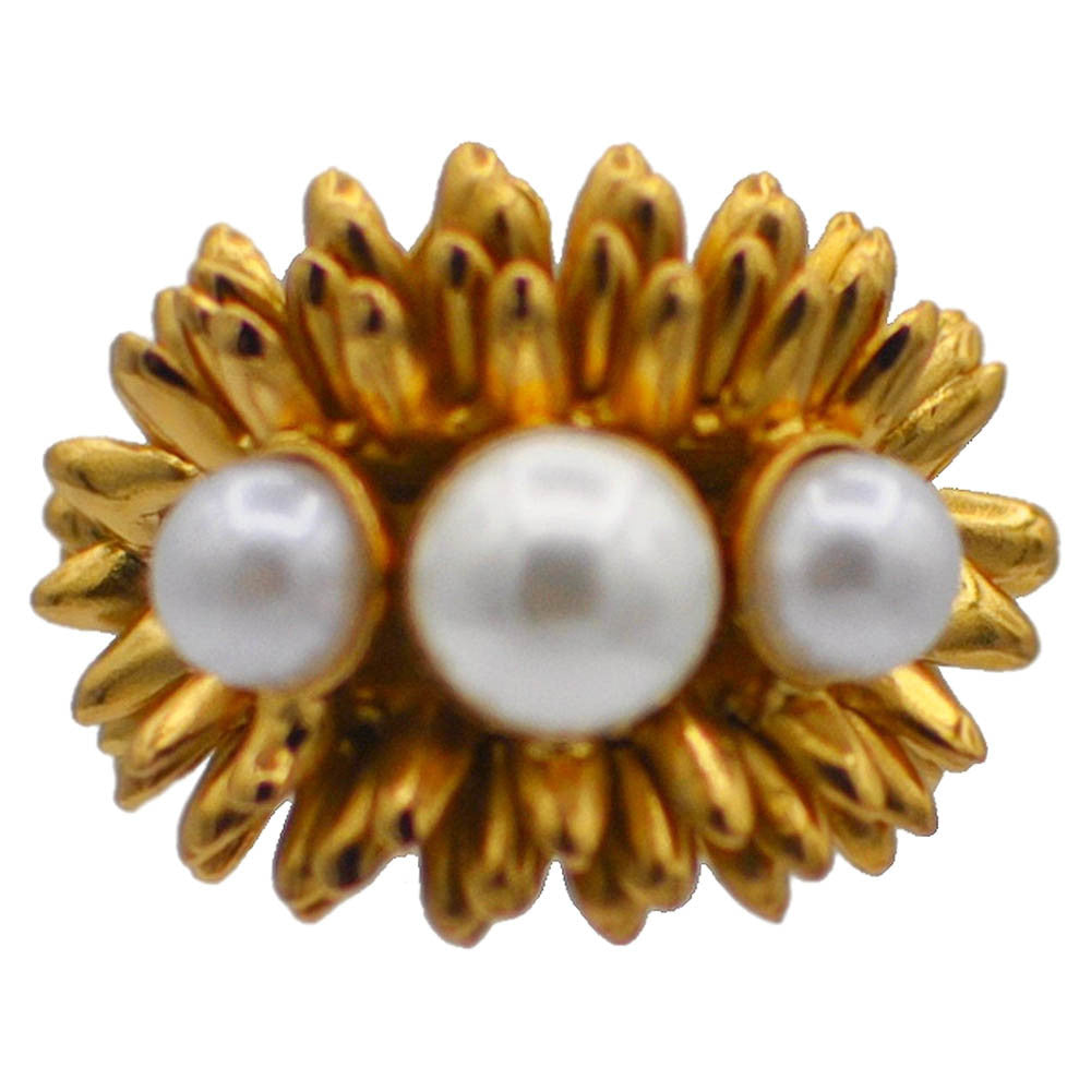 PERLE BAGUE FEMME BAGUE PERLE, BAGUE DOREE BAGUE OR ROSE VENITIEN 14 CARATS BAGUE BOHO BIJOU FLEUR BAGUE AJUSTABLE - MY LITTLE VENDOME