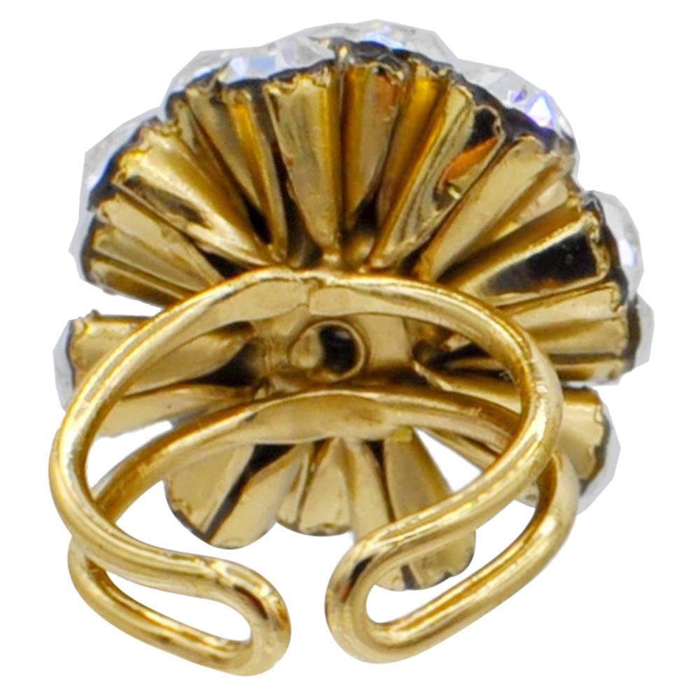 BAGUE DOREE & QUARTZ BAGUE PIERRE SEMI PRECIEUSE BAGUE FEMME BAGUE OR VENITIEN 14 CARATS BIJOU FLEUR BAGUE AJUSTABLE - MY LITTLE VENDOME