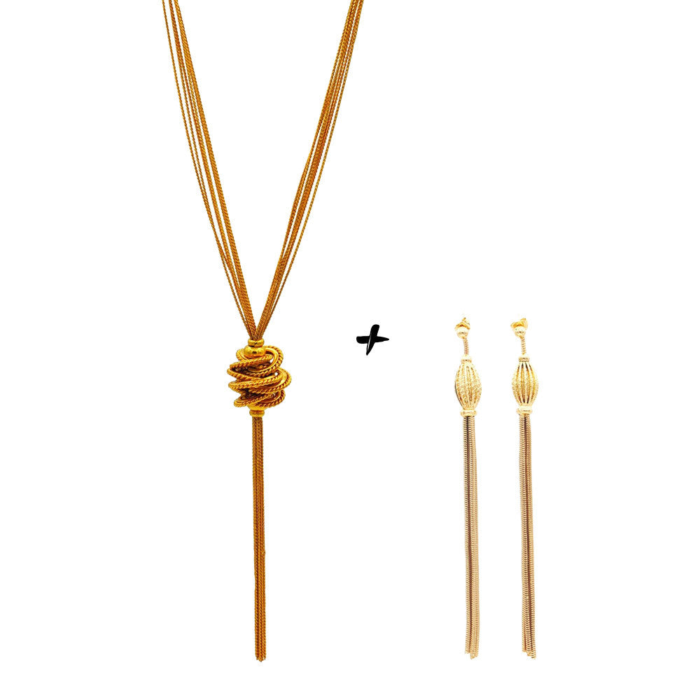 PARURE BIJOUX CADEAU FEMME POMPONS : COLLIER SAUTOIR + BOUCLE D'OREILLE - MY LITTLE VENDOME