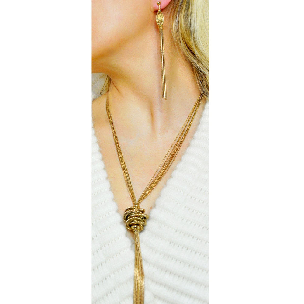 PARURE BIJOUX CADEAU FEMME POMPONS : COLLIER SAUTOIR + BOUCLE D'OREILLE - MY LITTLE VENDOME