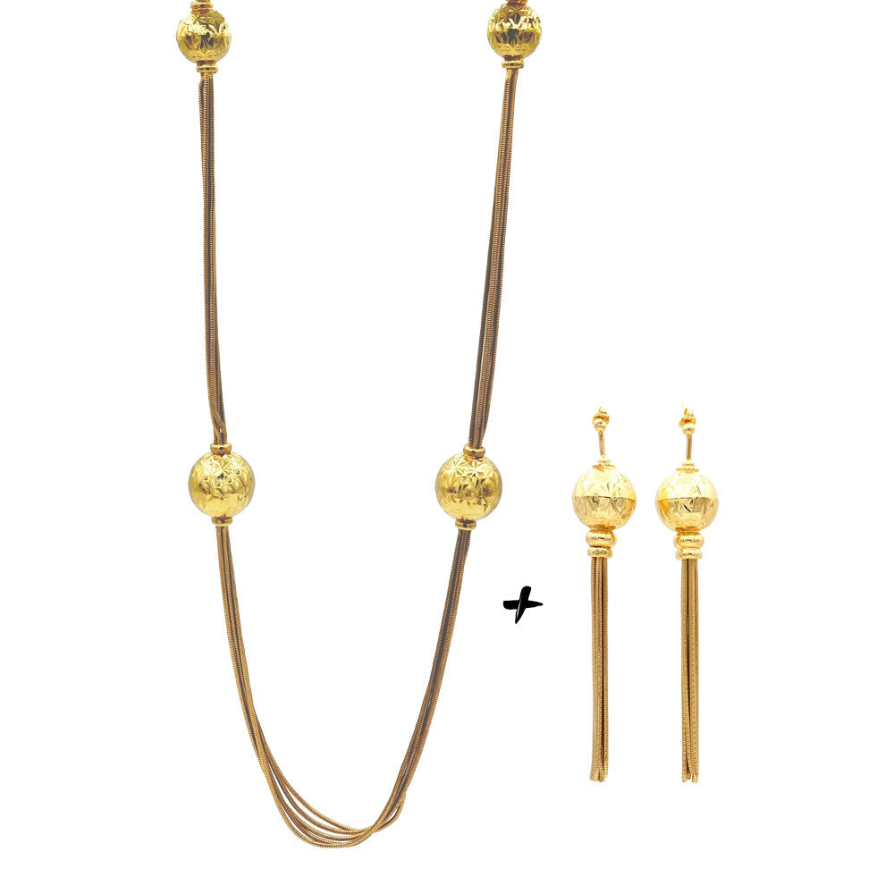 PARURE BIJOUX CADEAU FEMME: COLLIER + BOUCLE D'OREILLE POMPONS - MY LITTLE VENDOME