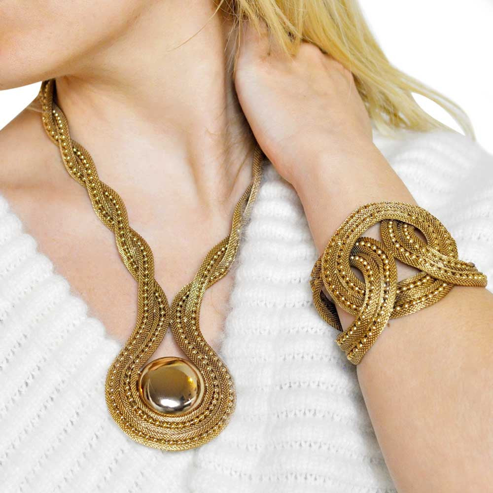 PARURE BIJOUX CADEAU FEMME COLLIER PLASTON + BRACELET MANCHETTE - MY LITTLE VENDOME
