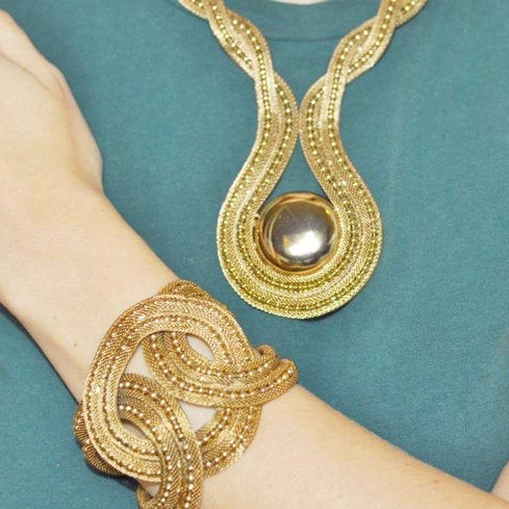 PARURE BIJOUX CADEAU FEMME COLLIER PLASTON + BRACELET MANCHETTE - MY LITTLE VENDOME